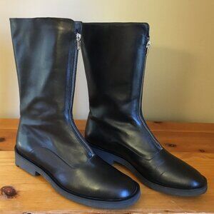 Robert Clergerie midcalf boots, black with zipper in the front. Made in France!